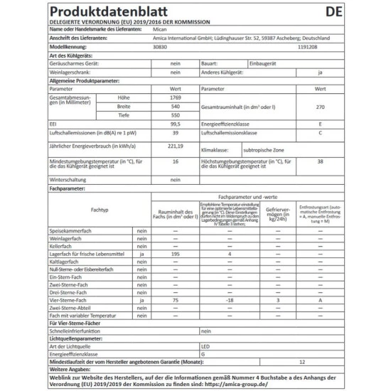 Billig 🛒 Amica Mican - 30830 - Einbau-Kühl-Gefrierkombination - Schlepptür-Technik ⭐ 3 Billig 🛒 Amica Mican - 30830 - Einbau-Kühl-Gefrierkombination - Schlepptür-Technik ⭐ – Bild 3