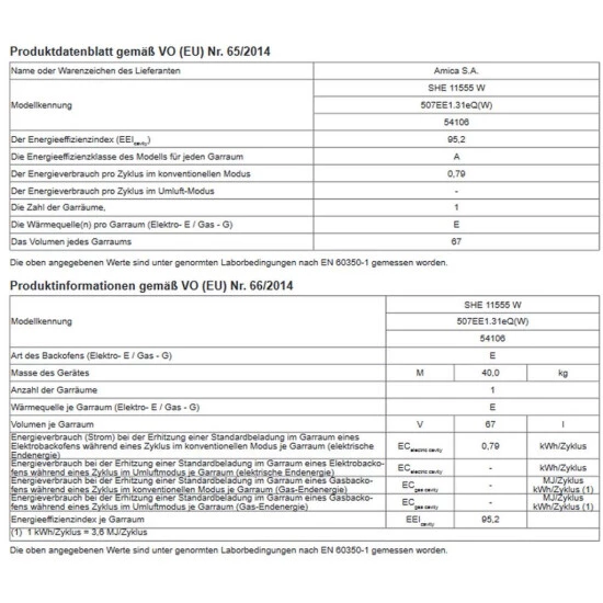 Großhandel 🌟 Amica SHE 11555 W, Standherd Elektro, 50 Cm, NewSeries 500 Design, Weiß, K4.1, Konventionell Plus, Energieeffizienzklasse A 🤩 3 Großhandel 🌟 Amica SHE 11555 W, Standherd Elektro, 50 Cm, NewSeries 500 Design, Weiß, K4.1, Konventionell Plus, Energieeffizienzklasse A 🤩 – Bild 3
