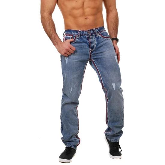 Angebote ⭐ Amica Herren Denim 👖 Jeans Hose Straight Leg Gerade Passform Vintage Look Mit Kontrastnähte, Grösse:W30, Farbe:Blau / Rot-Weiß-Destroyed 🛒 2 Angebote ⭐ Amica Herren Denim 👖 Jeans Hose Straight Leg Gerade Passform Vintage Look Mit Kontrastnähte, Grösse:W30, Farbe:Blau / Rot-Weiß-Destroyed 🛒 – Bild 2