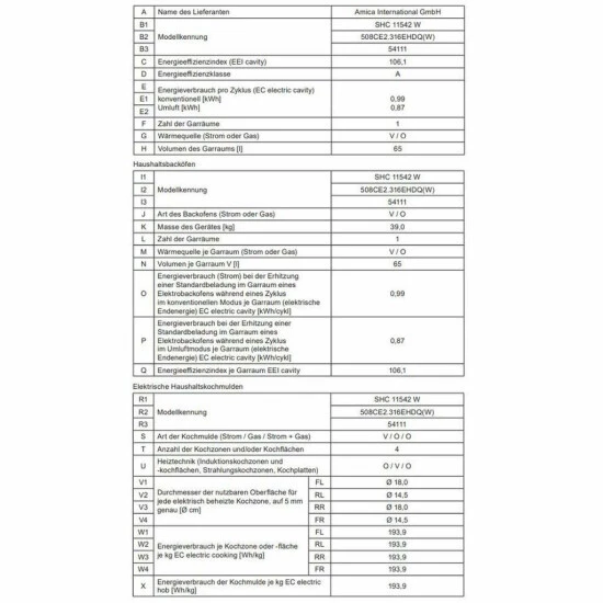 Bester Verkauf ❤️ Amica SHC 11542 W Elektroherd, Weiß, 50 Cm Breite, Energieklasse A, Ober-/Unterhitze + Umluft, 4 Kochfelder, Hitzeschutz-T?r 😉 4 Bester Verkauf ❤️ Amica SHC 11542 W Elektroherd, Weiß, 50 Cm Breite, Energieklasse A, Ober-/Unterhitze + Umluft, 4 Kochfelder, Hitzeschutz-T?r 😉 – Bild 4