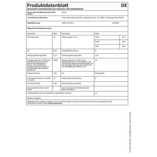 Aktion ⭐ Amica EGSP 576 910 E Geschirrspüler 60 Cm - Weiß 😉 5 Aktion ⭐ Amica EGSP 576 910 E Geschirrspüler 60 Cm - Weiß 😉 – Bild 5