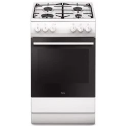 Budget 🛒 Amica 57GEH2.33ZpPF(W) - Freistehender Kocher - Weiß - Drehregler - Vorderseite - Emaille - Boden Amica ✨