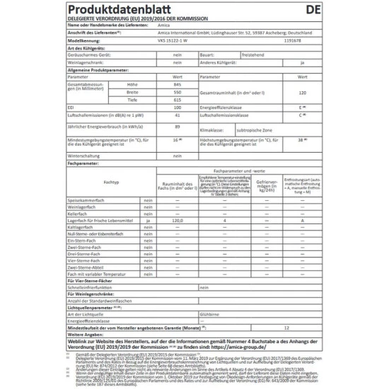 Budget 🔥 Amica VKS 15122-1 W Kühlschrank Ohne Gefrierfach Freistehend 120L 💯 4 Budget 🔥 Amica VKS 15122-1 W Kühlschrank Ohne Gefrierfach Freistehend 120L 💯 – Bild 4