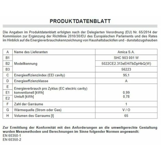 Großhandel 😀 Amica SHC 903 001 W, Standherd Elektro, 50 Cm, Fine Design, Weiß, SensorControlPlus Timer, MF9, Umluft, Energieeffizienzklasse A ✔️ 3 Großhandel 😀 Amica SHC 903 001 W, Standherd Elektro, 50 Cm, Fine Design, Weiß, SensorControlPlus Timer, MF9, Umluft, Energieeffizienzklasse A ✔️ – Bild 3
