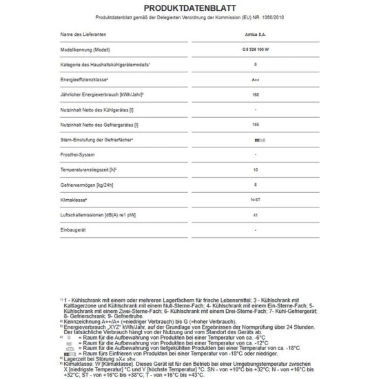 Auslauf 👍 Amica GS 324 100 W, Gefrierschrank, 144 Cm Höhe, Weiß, 🌟 5 Auslauf 👍 Amica GS 324 100 W, Gefrierschrank, 144 Cm Höhe, Weiß, 🌟 – Bild 5