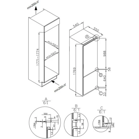 Bester Verkauf 🎁 Amica - EKGCS 387 930 - Einbau-Kühl-Gefrierkombination - NoFrost - Schlepptür-Technik 🔥 2 Bester Verkauf 🎁 Amica - EKGCS 387 930 - Einbau-Kühl-Gefrierkombination - NoFrost - Schlepptür-Technik 🔥 – Bild 2