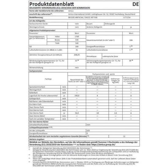 Bester Verkauf 🎁 Amica - EKGCS 387 930 - Einbau-Kühl-Gefrierkombination - NoFrost - Schlepptür-Technik 🔥 4 Bester Verkauf 🎁 Amica - EKGCS 387 930 - Einbau-Kühl-Gefrierkombination - NoFrost - Schlepptür-Technik 🔥 – Bild 4