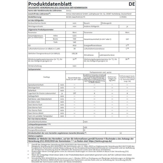 Besorgen 🎉 Amica Einbau-Vollraum-Kühlschrank, 122 Cm Nische, EVKS16175 😀 5 Besorgen 🎉 Amica Einbau-Vollraum-Kühlschrank, 122 Cm Nische, EVKS16175 😀 – Bild 5