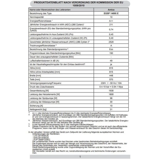Rabatt 🤩 Amica EGSP 14895 E Geschirrspüler ⌛ 7 Rabatt 🤩 Amica EGSP 14895 E Geschirrspüler ⌛ – Bild 7