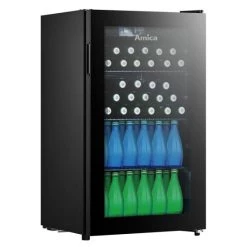 Besorgen ⭐ Amica FK 340 120 S Glastür-Kühlschrank LED-Beleuchtung Isolierglas Black ⌛